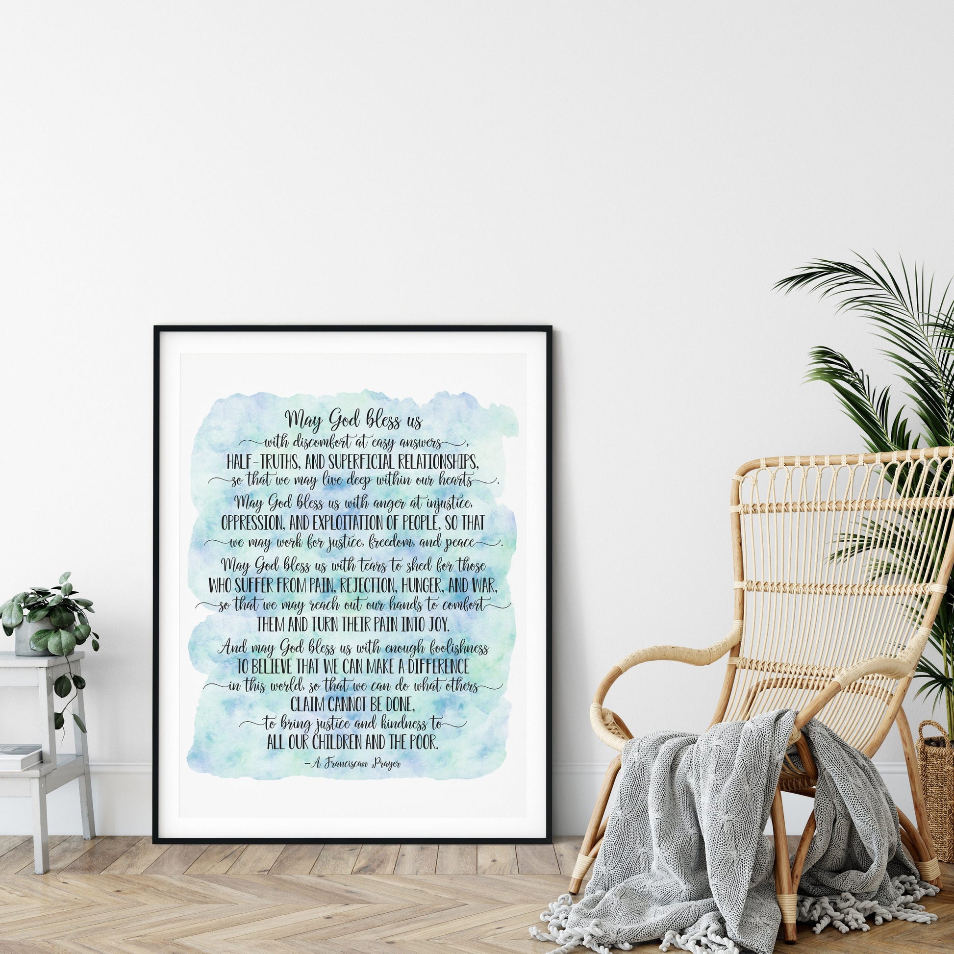 May God Bless Us, Franciscan Prayer Print, Printable Bible Verses, Scripture Wall Art Room Decor