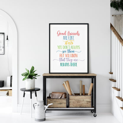 Good Friends Are Like Stars,Nursery Printable Decor,Motivational Wall Room Art
