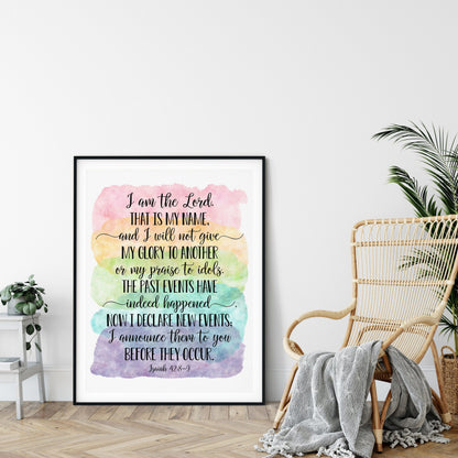 I Am The Lord, Isaiah 42, Bible Verse Printable Wall Art, Christian Gifts, Nursery Bible Quotes