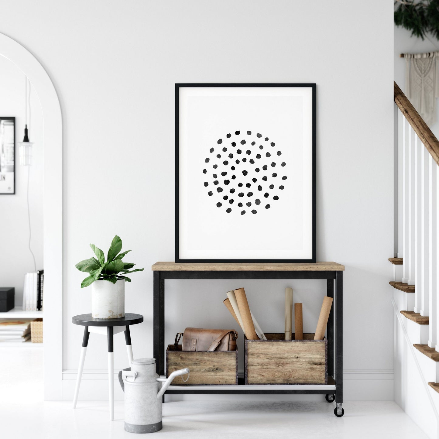 Minimalist Abstract Circle, Polka Dot Print, Abstract Print Room Wall Art Decor