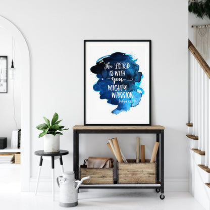 The Lord Is With You Mighty Warrior, Judges 6:12, Bible Verse Printable Wall Art, Nursery Quotes