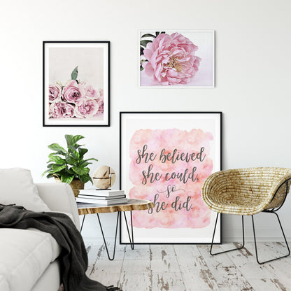 She Believed She Could So She Did,Girl Quotes Room Decor