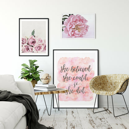 She Believed She Could So She Did,Nursery Print Wall Art Quotes Decor
