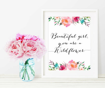 Beautiful Girl, You Are A Wildflower, Nursery Printable Wall Art, Room Decor