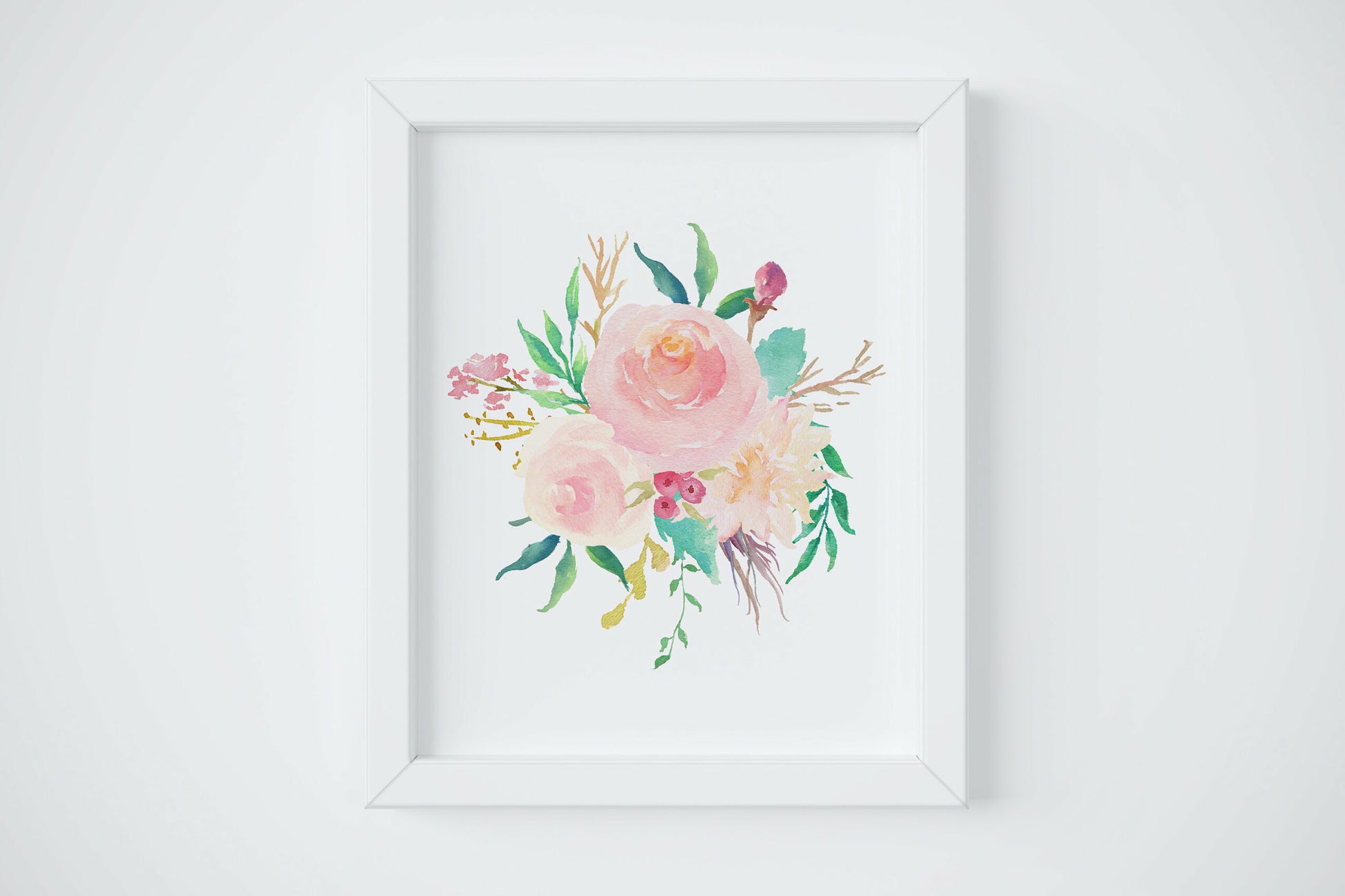 Pink Watercolor Flowers, Nursery Print Wall Art, Pink Peony Bouquet, Girls Room