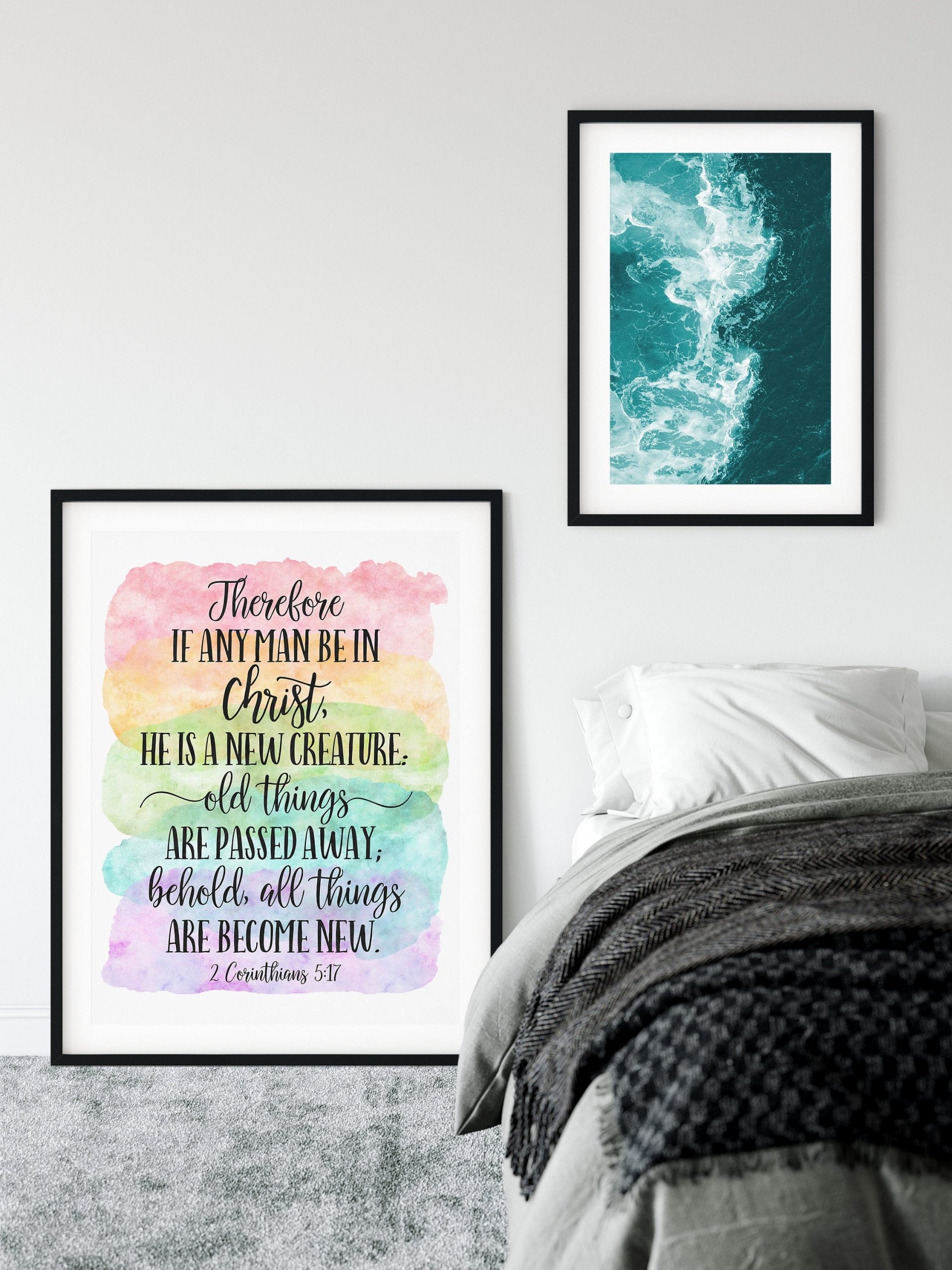 If Any Man Be In Christ, He Is A New Creature, 2 Corinthians 5:17, Printable Scripture Wall Art