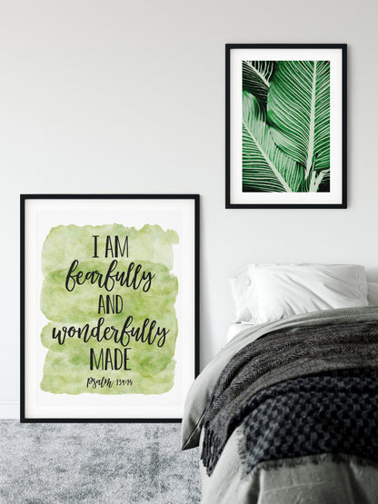 I Am Fearfully And Wonderfully Made, Psalm 139:14, Printable Scripture Wall Art, Bible Verse Prints