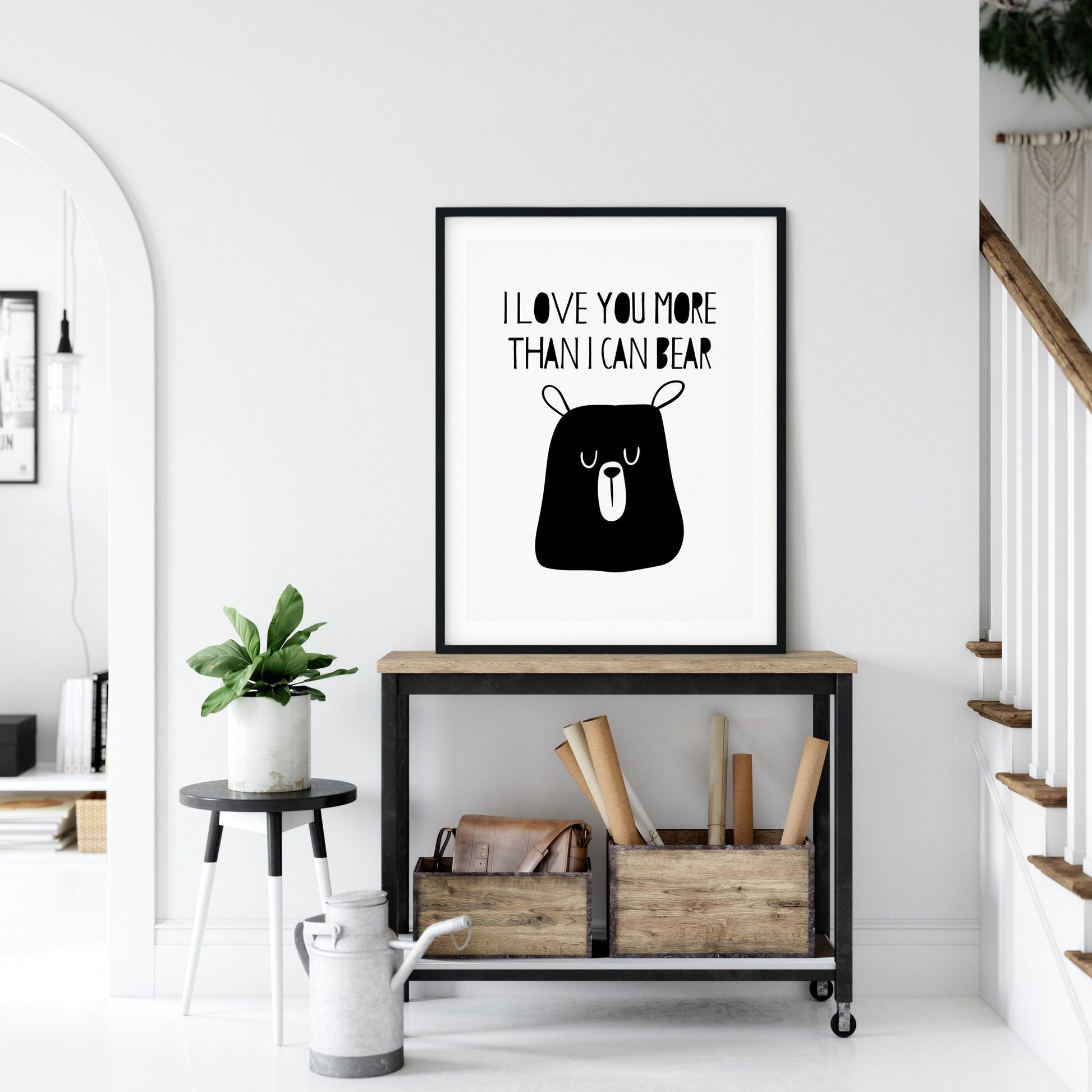 Printable Nursery Wall Art I Love You More Than I Can Bear, Baby Nursery Bear