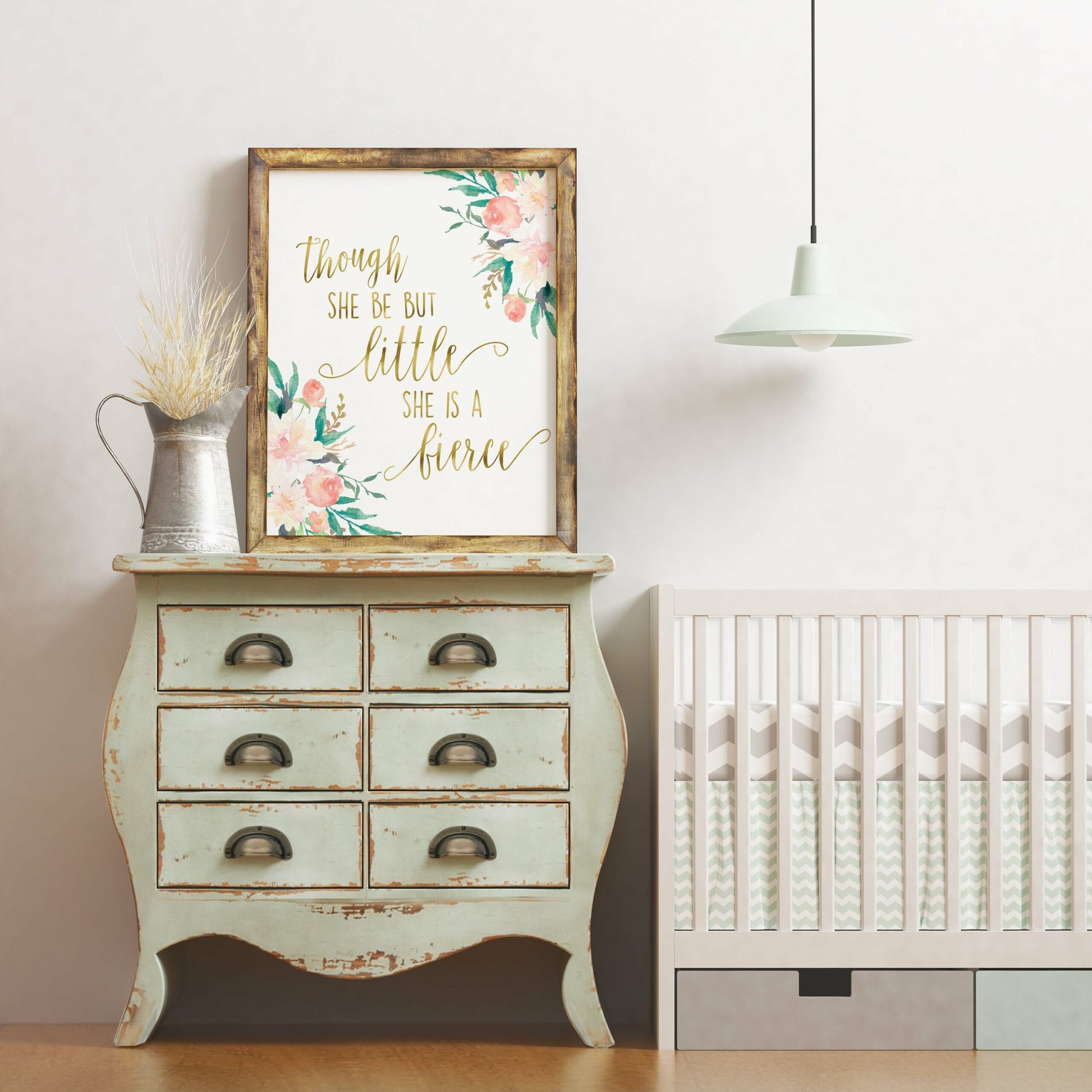 Though She Be But Little She Is Fierce, Printable Nursery Wall Art,Nursery Decor