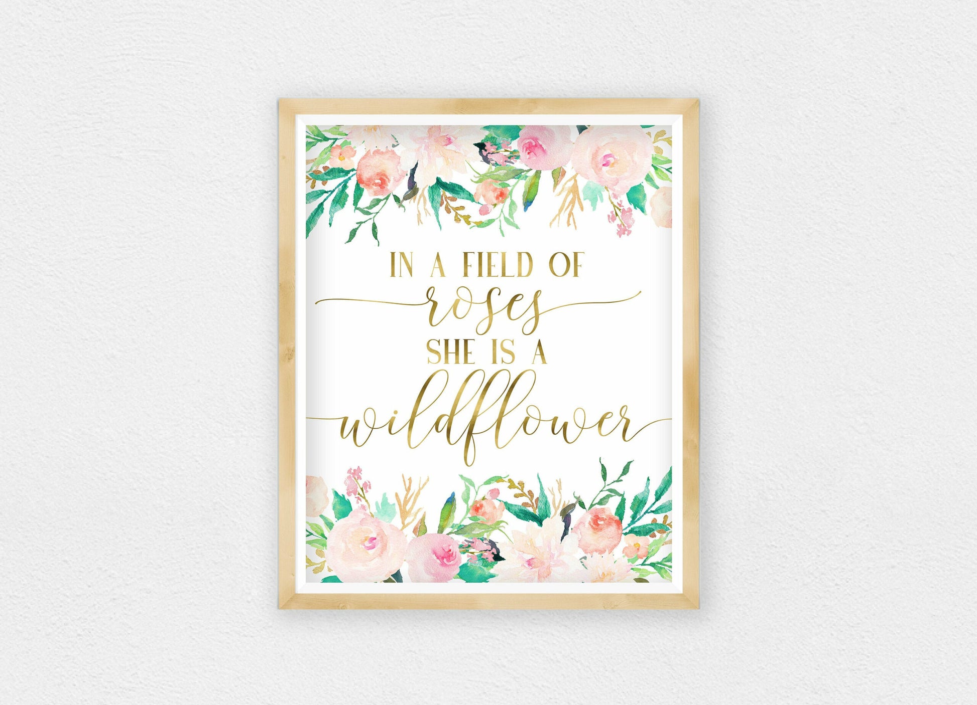 In A Field Of Roses She Is Wildflower, Printable Nursery Bedroom Wall Art Decor
