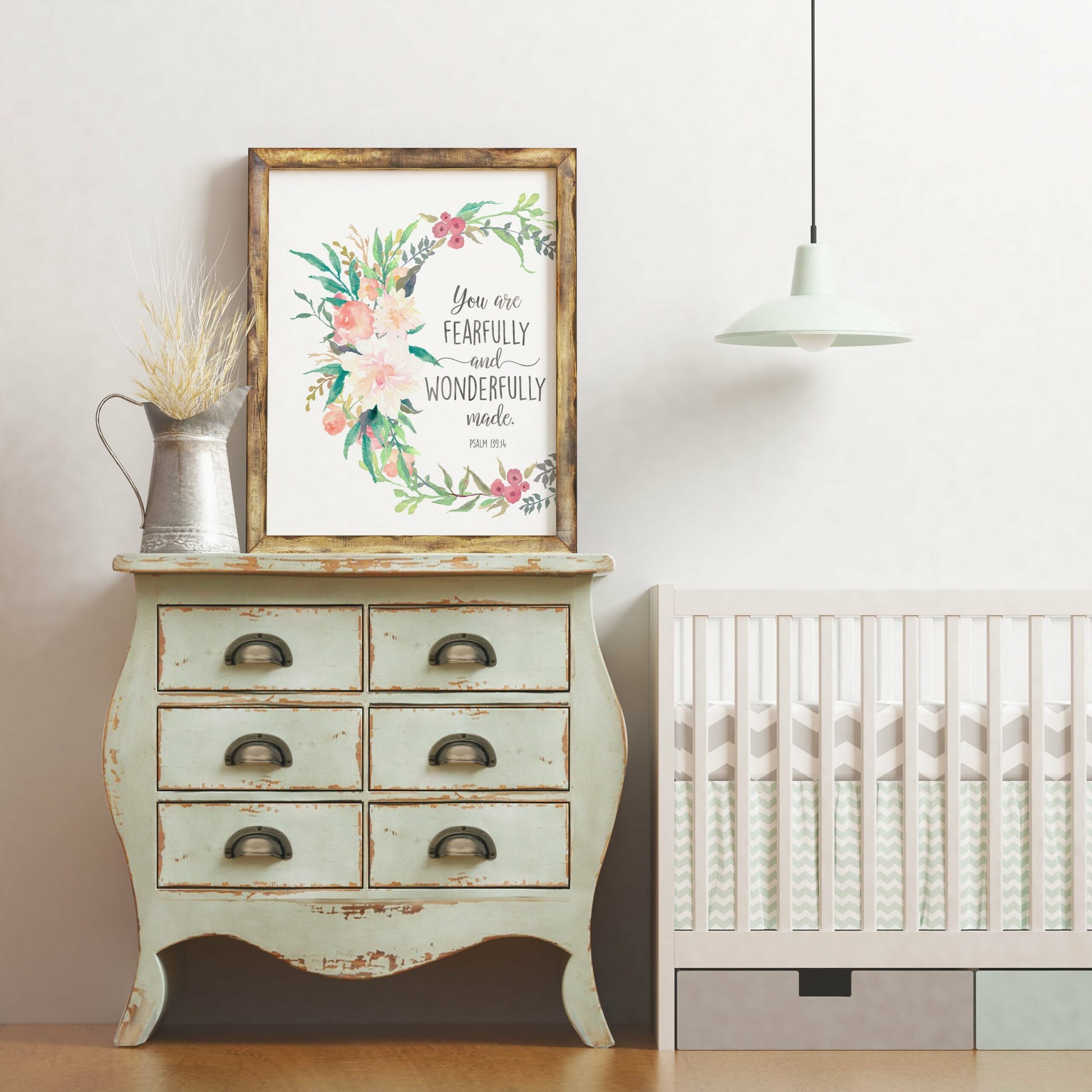 You Are Fearfully And Wonderfully Made, Psalm 139:14,Nursery Bible Verse Print