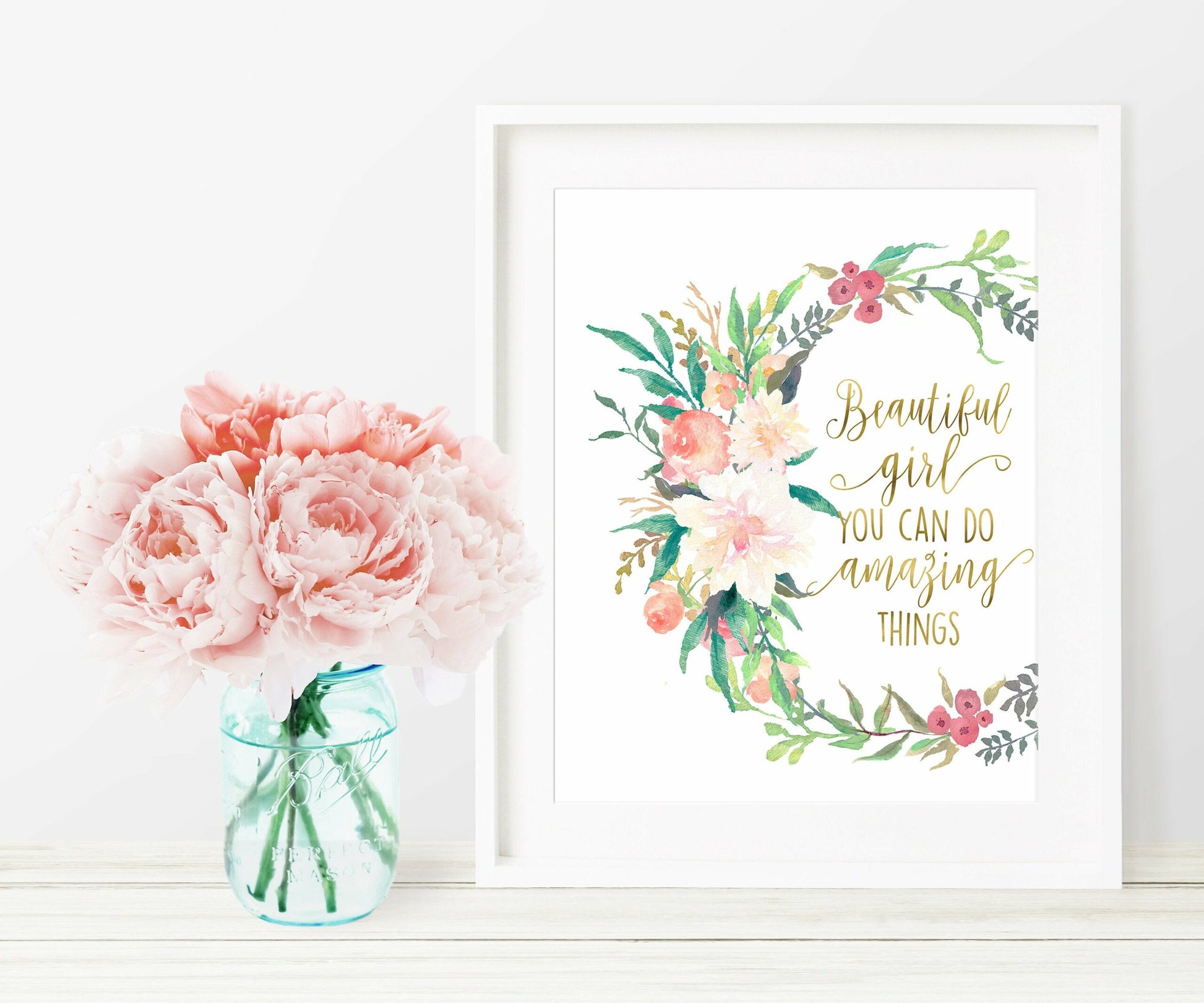 Beautiful Girl You Can Do Amazing Things, Printable Nursery Bedroom Wall Art