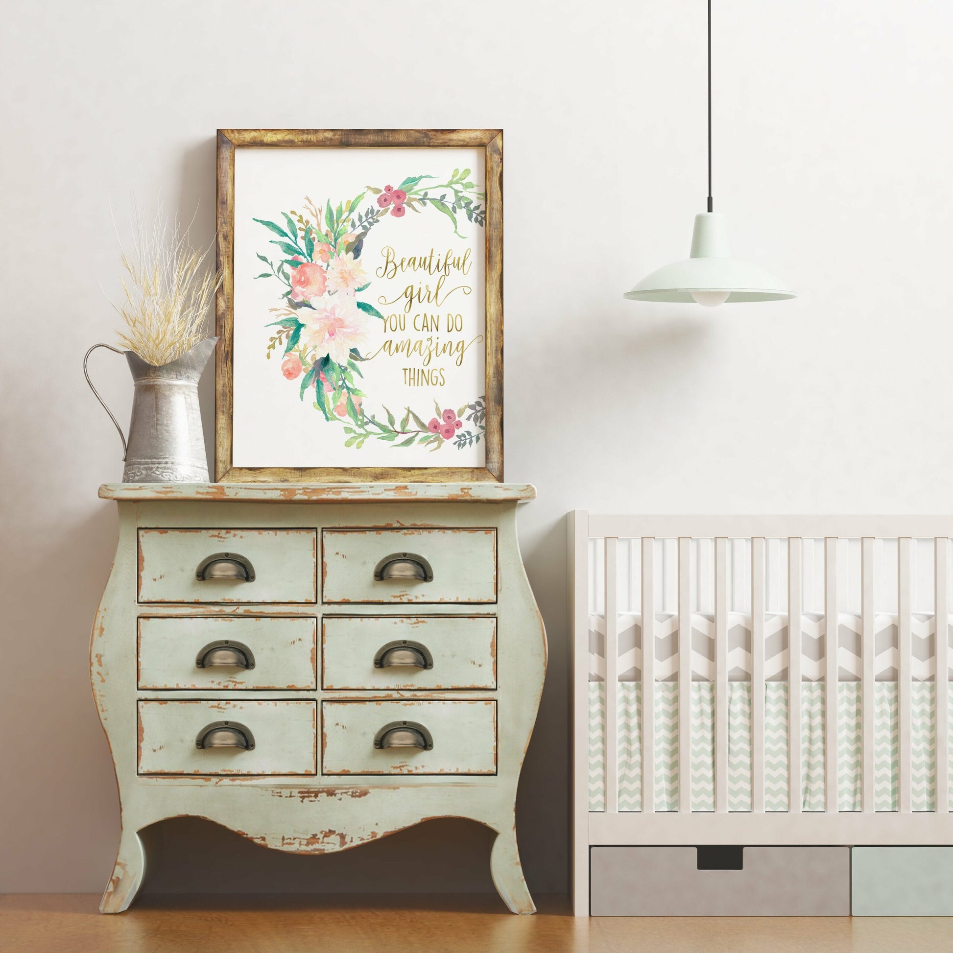 Beautiful Girl You Can Do Amazing Things, Printable Nursery Bedroom Wall Art