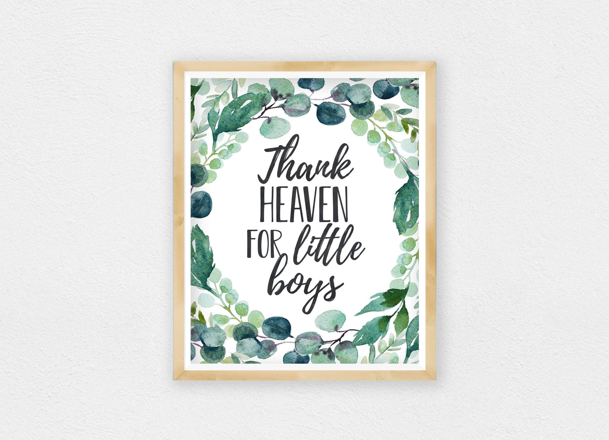 Thank Heaven For Little Boys, Boys Nursery Prints, Eucalyptus Nursery Decor