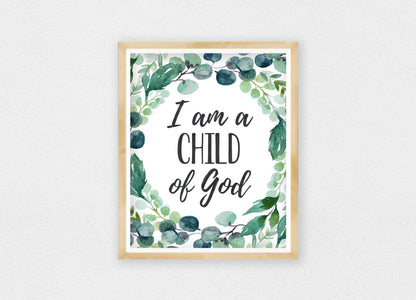 I Am A Child Of God,Boys Nursery Print,Eucalyptus Nursery Decor,Room Wall Art
