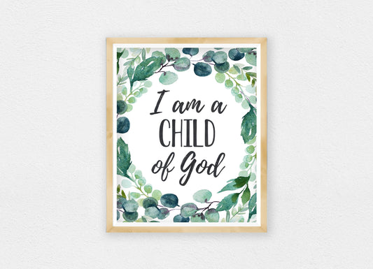 I Am A Child Of God,Boys Nursery Print,Eucalyptus Nursery Decor,Room Wall Art