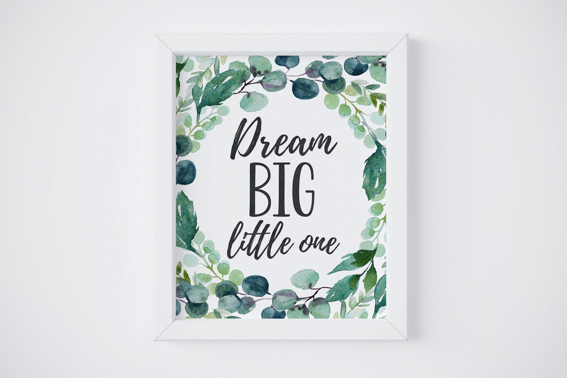 Dream Big Little One, Boys Nursery Prints, Eucalyptus Nursery Decor Wall Art