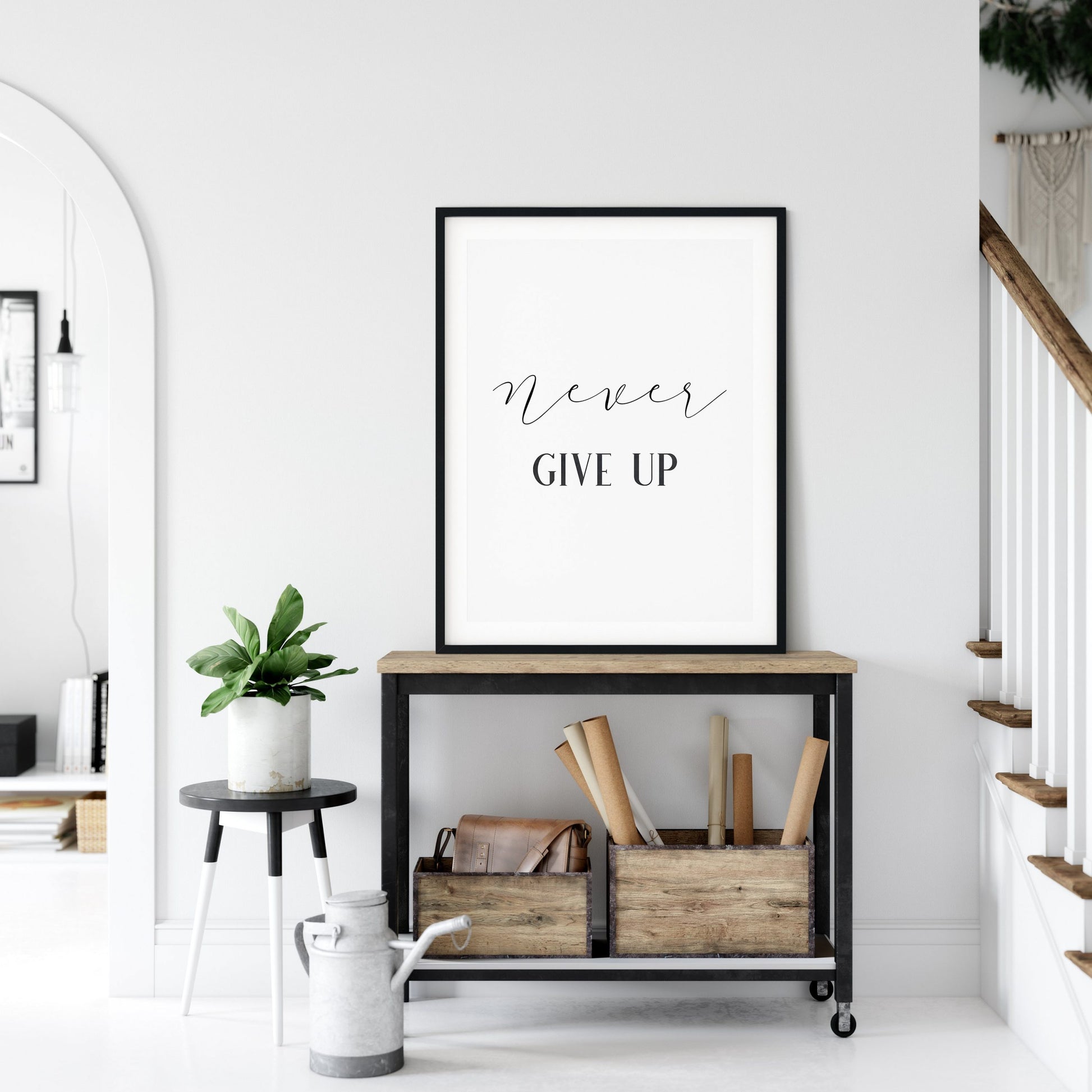 Never Give Up, Winston Churchill, Churchill Quotes, Gold Print Art, Decor Print