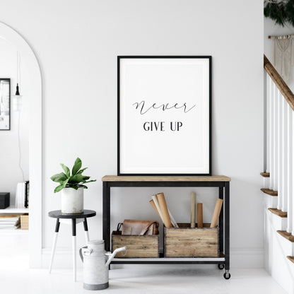 Never Give Up, Winston Churchill, Churchill Quotes, Gold Print Art, Decor Print