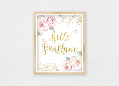 Hello Sunshine, Printable Nursery Wall Art,Nursery Decor Girl Bedroom Wall Art