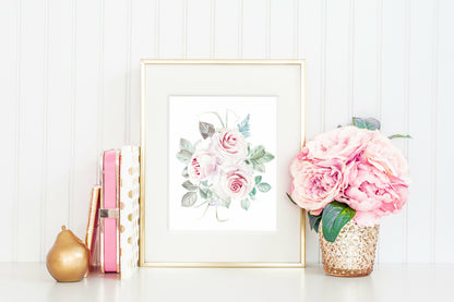 Pink Flowers Print, Peony Watercolor,Peony Bouquet,Nursery Decor Wall Art