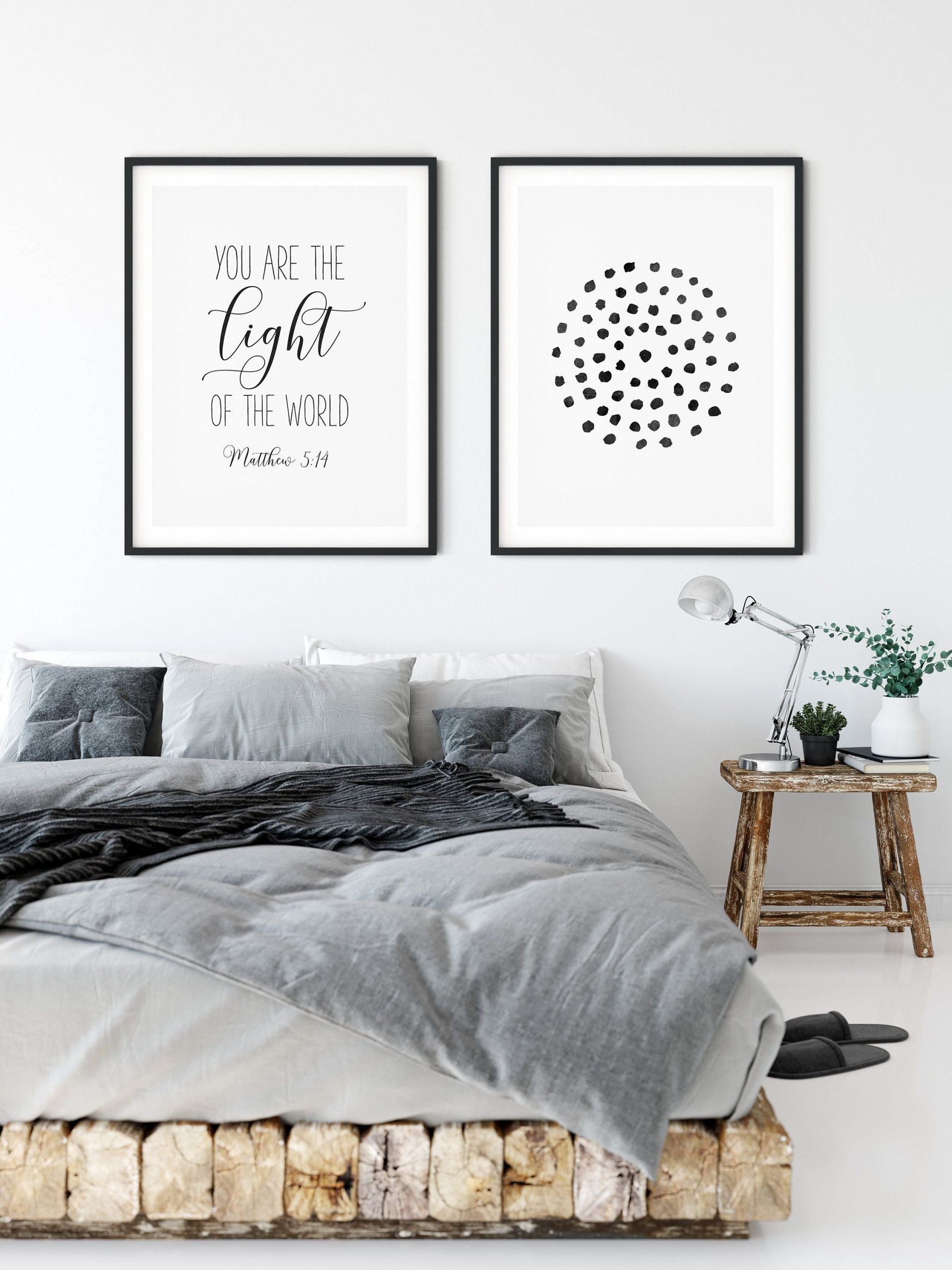 Bible Quote, You are the Light of the World, Matthew 5:14, Inspirational Wall Art, Nursery Print