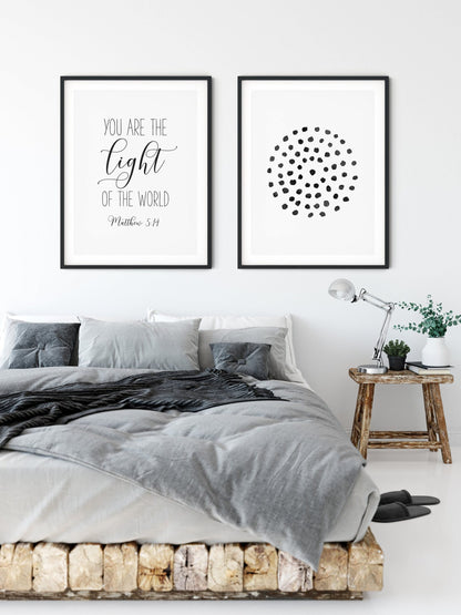 Bible Quote, You are the Light of the World, Matthew 5:14, Inspirational Wall Art, Nursery Print