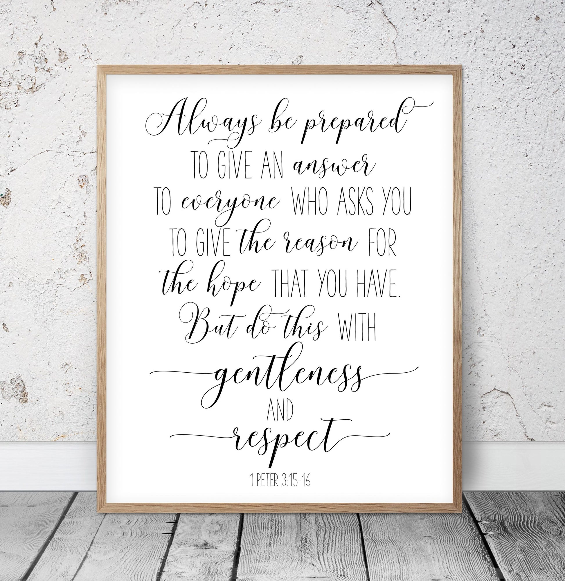 1 Peter 3:15, Bible Verse Printable Wall Art, Christian Gifts, Nursery Decor, Scripture Prints