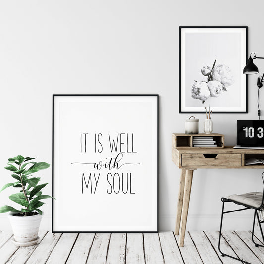 Scripture Print, It is Well with My Soul, Bible Verse Wall Art, Inspirational Quote, Wedding Art