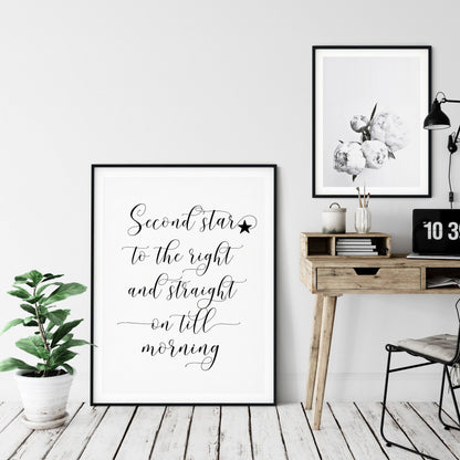 Nursery Printable Wall Art Second Star To The Right & Straight On Till Morning