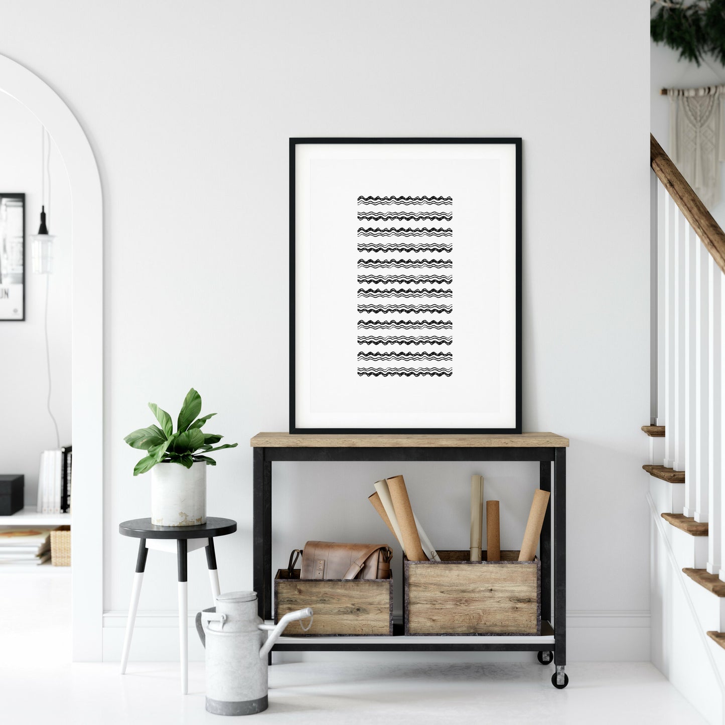 Black White Scandinavian, Modernist Abstract Art Prints, Room Wall Art Decor