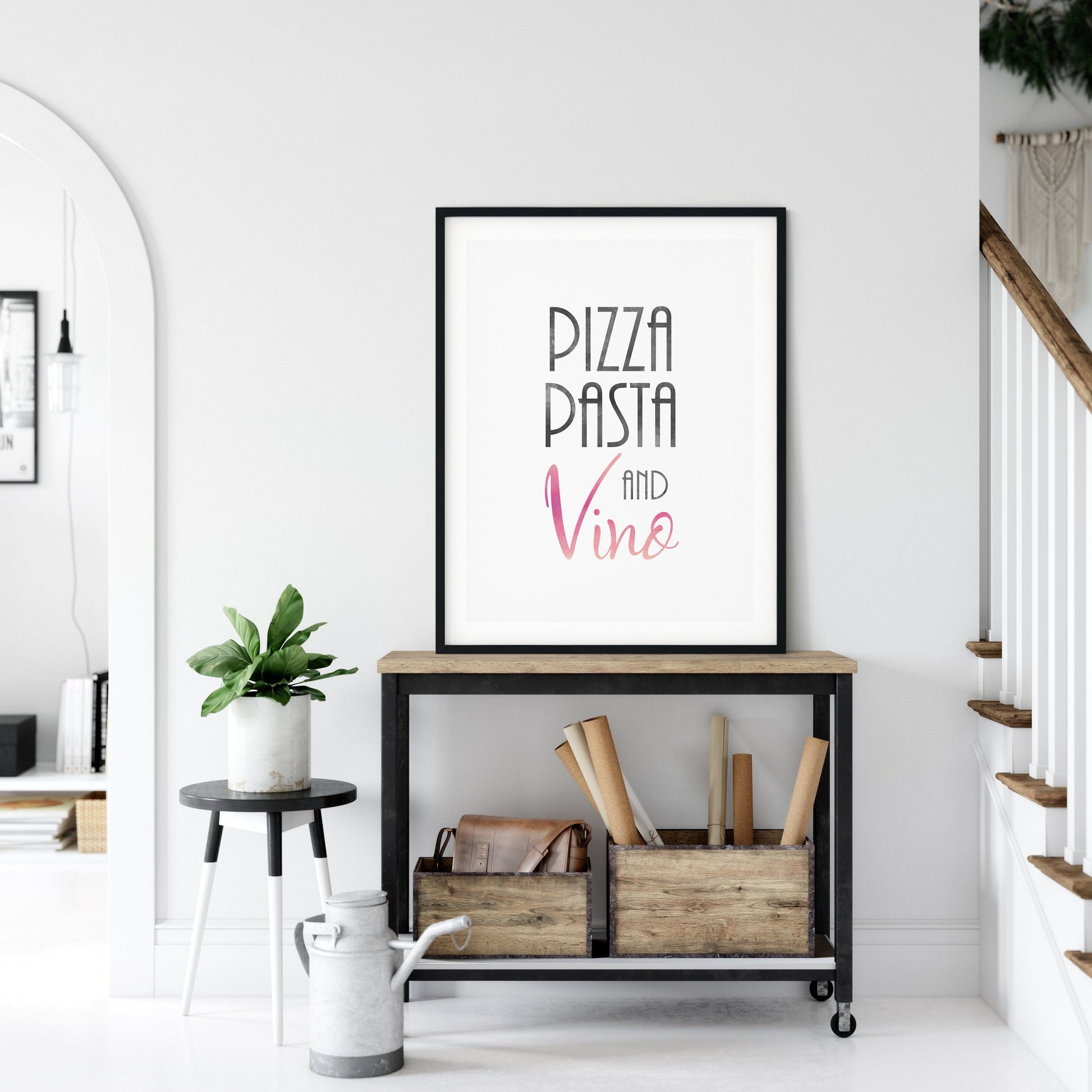 Wall Art Pizza Pasta And Vino, Kitchen Print Wall Art, Kitchen Home Decor Print