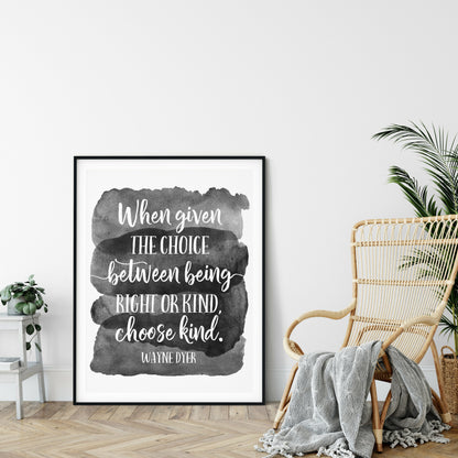 Choose Kind Printable, Inspirational Wall Art, Motivational Quotes,Room Decor