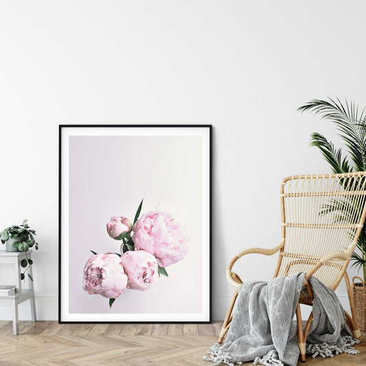 Pink Peony Art, Rose Print, Flower Art Pink Poster, Wall Art, Home Decor Print