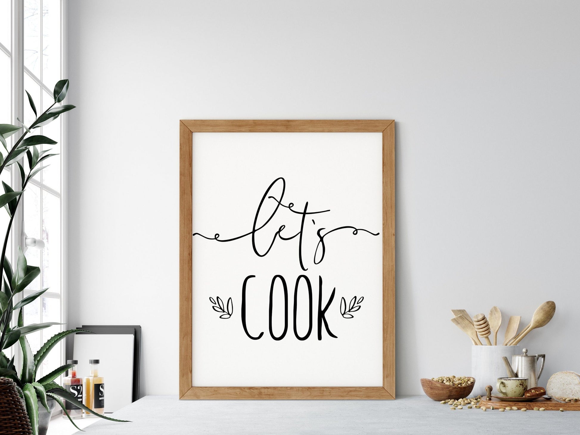 Let's Cook, Kitchen Quote, Kitchen Printable Wall Art, Kitchen Home Decor Print