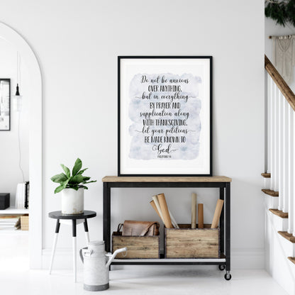 Do Not Be Anxious, Philippians 4:6, Bible Verse Printable Wall Art, Nursery Bible Quotes