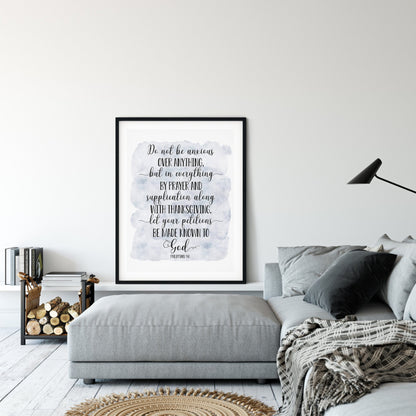 Do Not Be Anxious, Philippians 4:6, Bible Verse Printable Wall Art, Nursery Bible Quotes