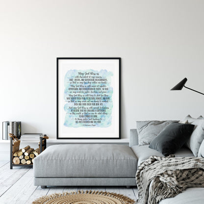 May God Bless Us, Franciscan Prayer Print, Printable Bible Verses, Scripture Wall Art Room Decor
