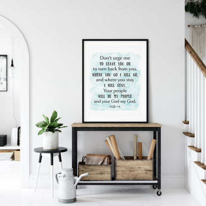 Where You Go I Will Go, Ruth 1:16, Scripture Printable, Christian Wall Art, Bible Verse Printable
