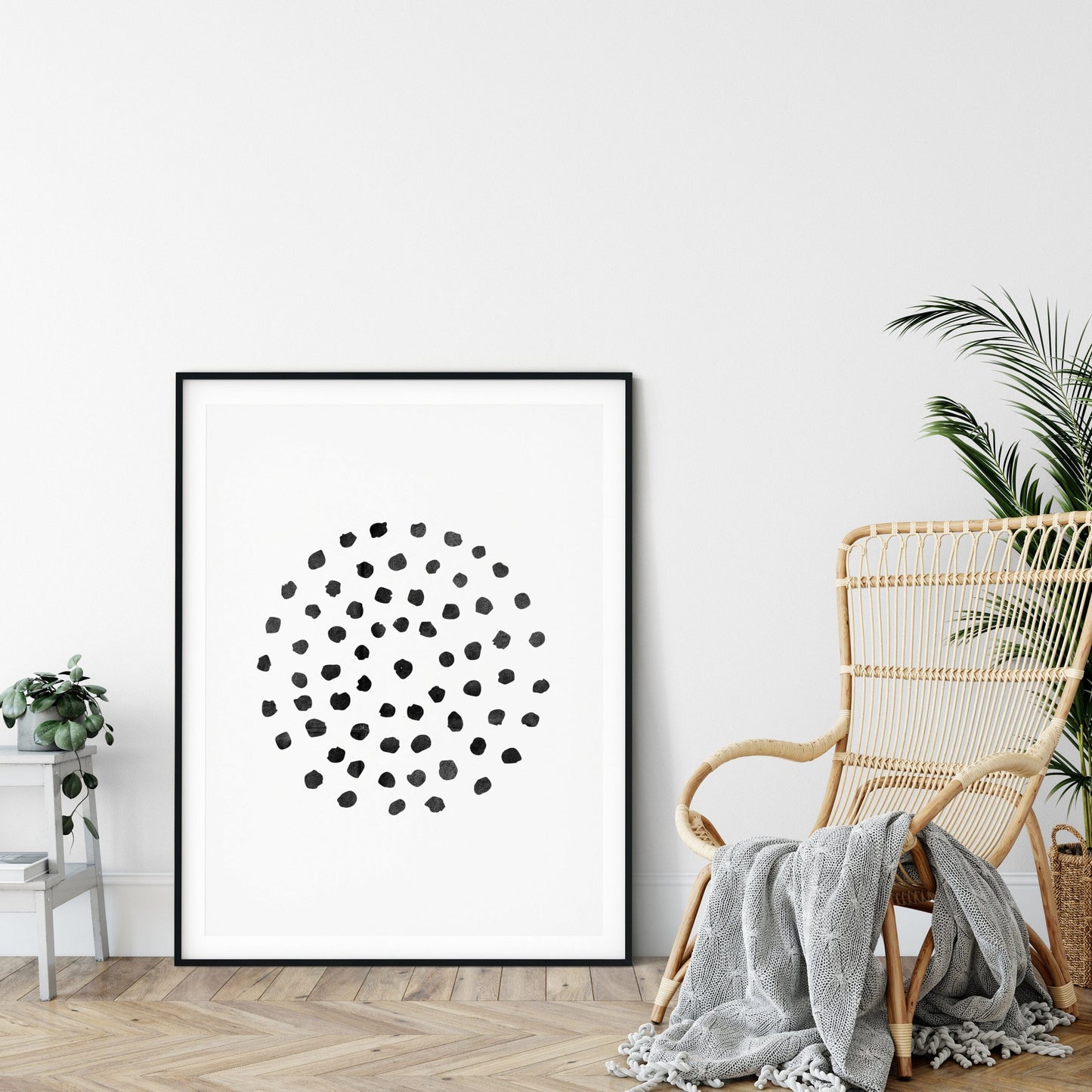 Minimalist Abstract Circle, Polka Dot Print, Abstract Print Room Wall Art Decor