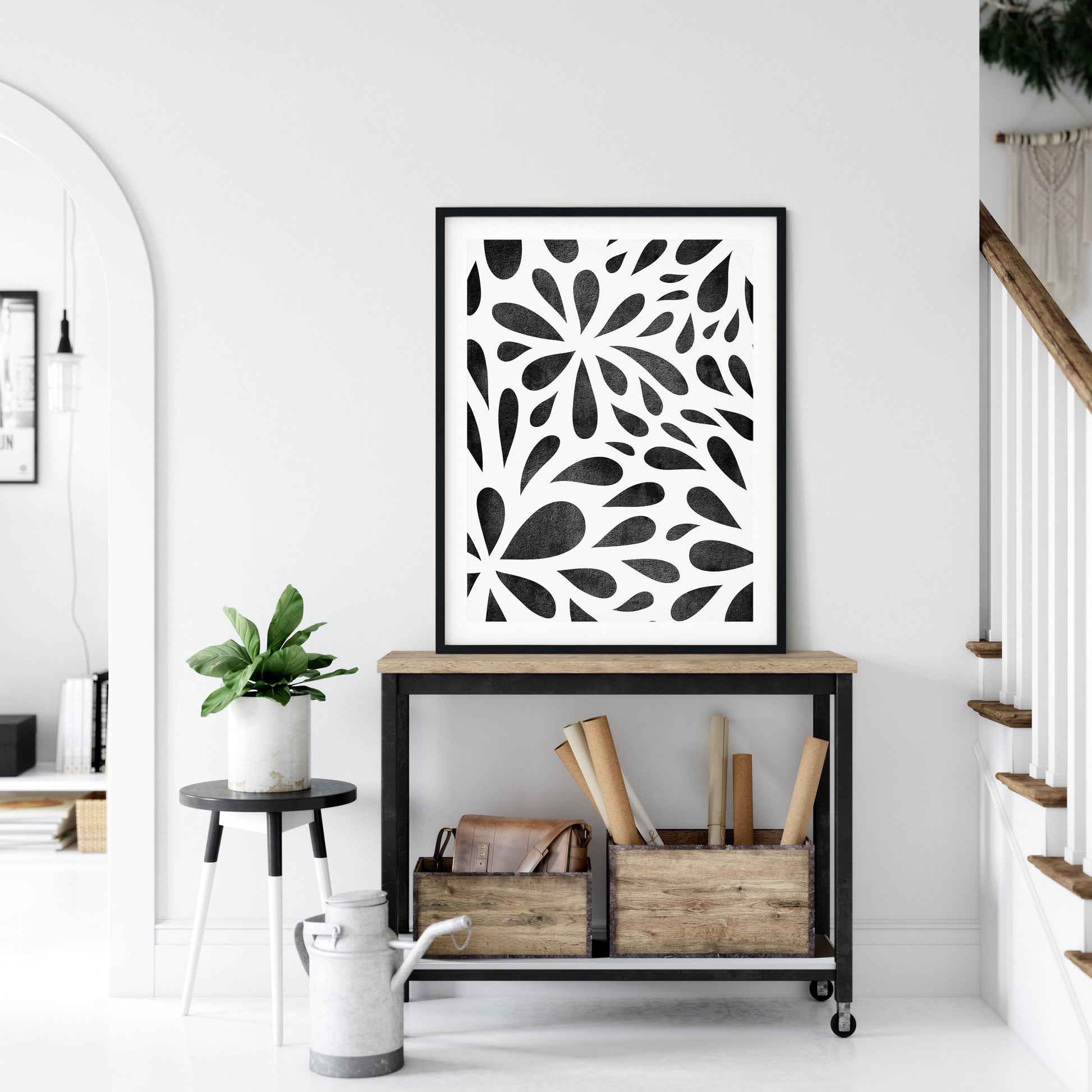 Geometric Pattern, Geometric Wall Art Print, Black Ink Print, Room Wall Art Decor