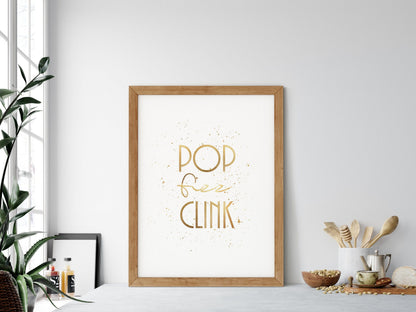 Pop Fizz Clink Bar Wall Decor,Kitchen Printable Wall Art,Kitchen Home Decor Print
