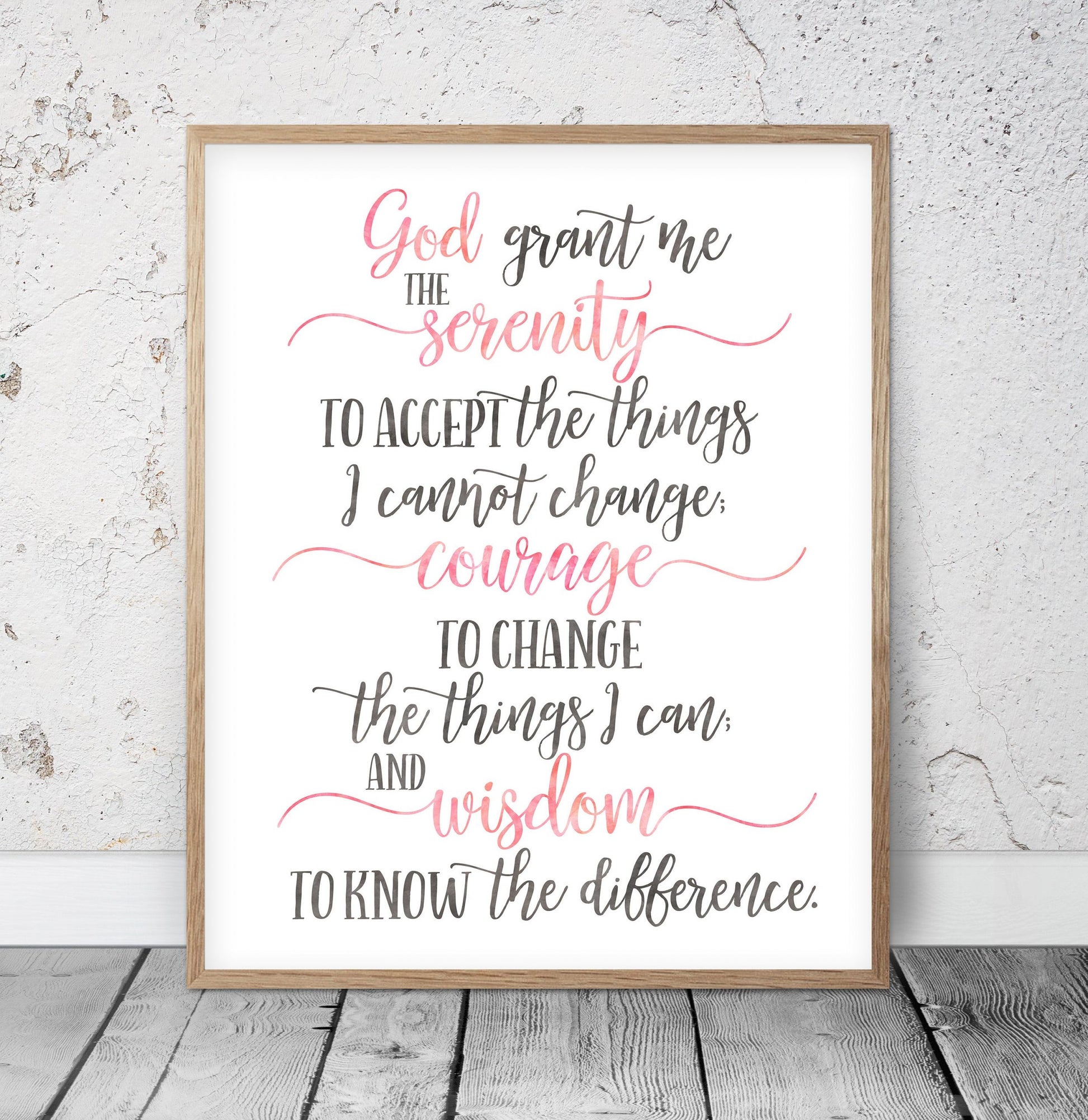 God Grant Me The Serenity, Inspirational Quotes, Nursery Printable, Girls Room