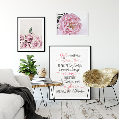 God Grant Me The Serenity, Inspirational Quotes, Nursery Printable, Girls Room