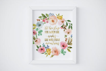 Let Her Sleep For When She Wakes, Nursery Printable Wall Art, Girl Bedroom Decor