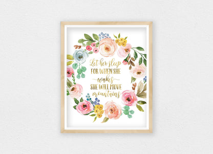 Let Her Sleep For When She Wakes, Nursery Printable Wall Art, Girl Bedroom Decor