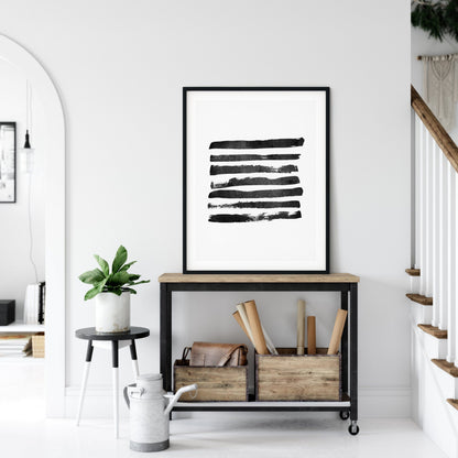Black and White Geometric Line Art Abstract Digital Print, Room Wall Art Decor
