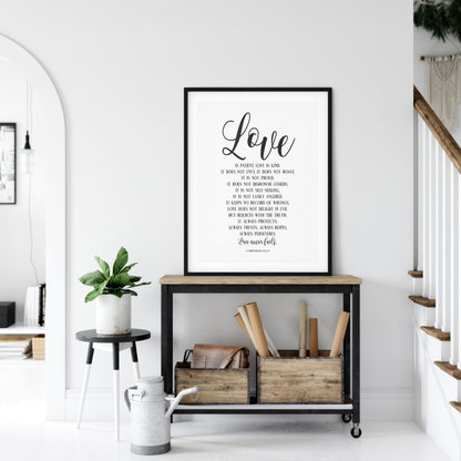 Love Is Patient, Love Never Fails, 1 Corinthians 13,Bible Verse Printable Wall Art,Nursery Bible Quotes