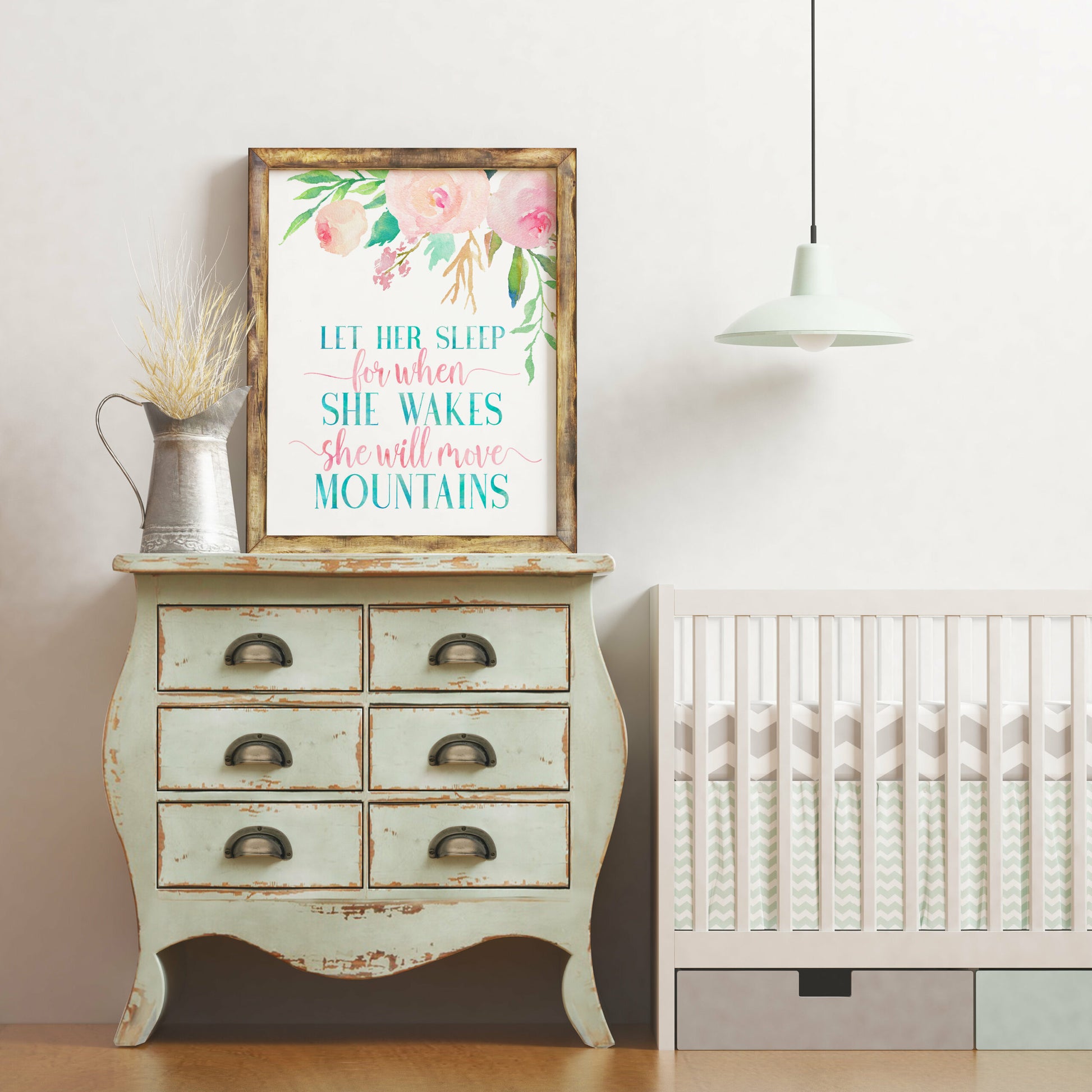 Let her Sleep For When She Wakes, Nursery Print Wall Art, Pink Nursery Decor Girl
