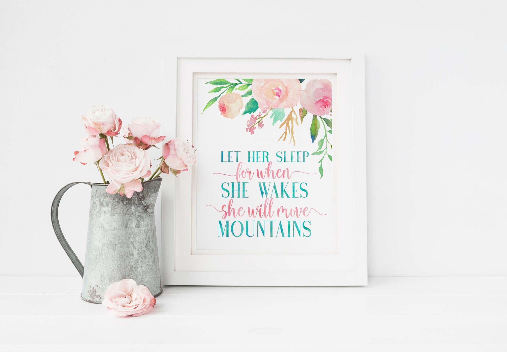 Let her Sleep For When She Wakes, Nursery Print Wall Art, Pink Nursery Decor Girl
